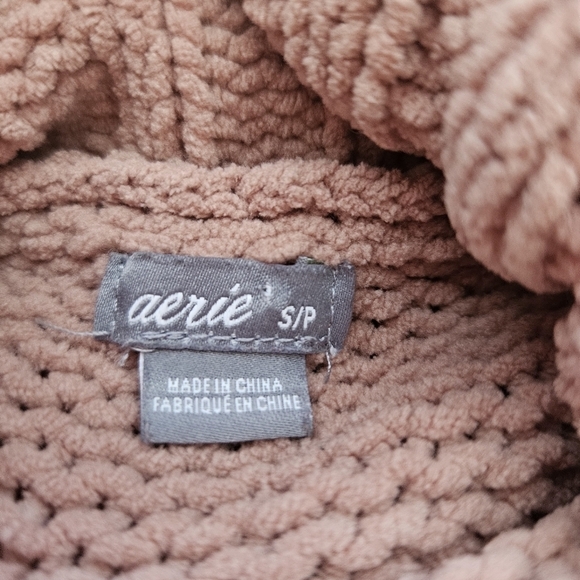 Aerie Chenille Turtleneck Sweater Womens SZ S Side Slit Boxy Relaxed Oversized - Picture 8 of 9